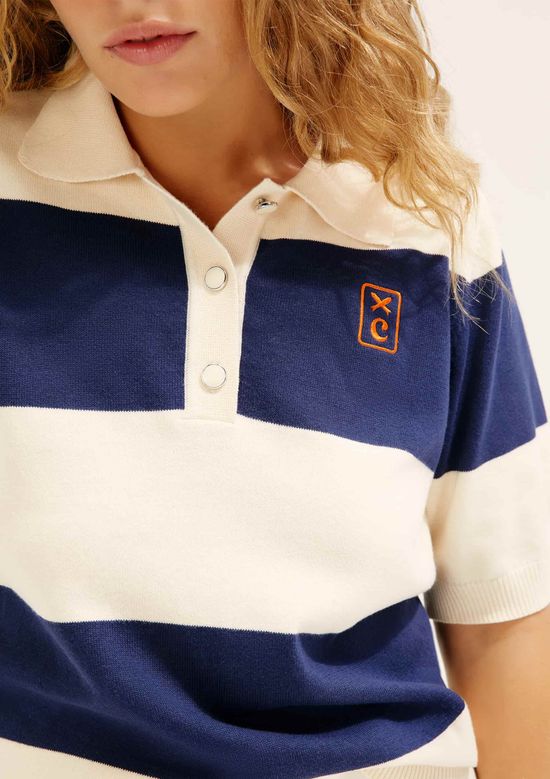 Foto do produto: Camisa Polo Listrada Em Tricô Hering + Cosmo - Azul