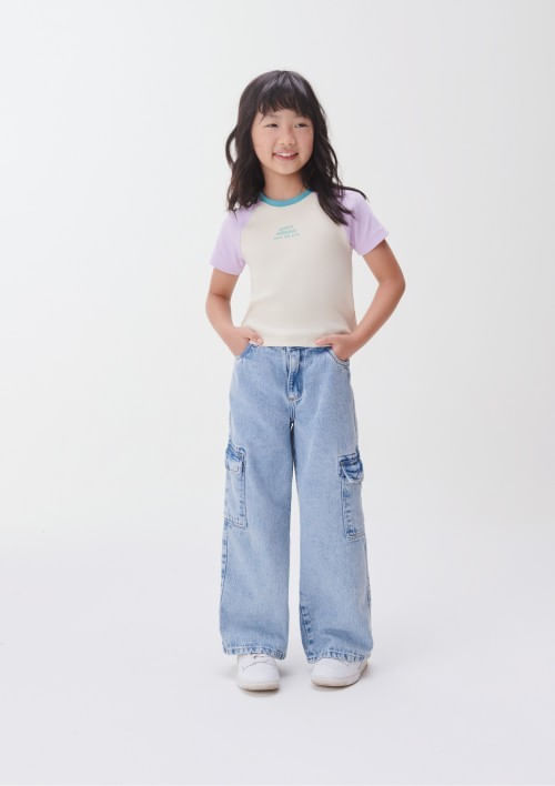 Foto do produto: Blusa Cropped Infantil Menina Em Ribana - Creme