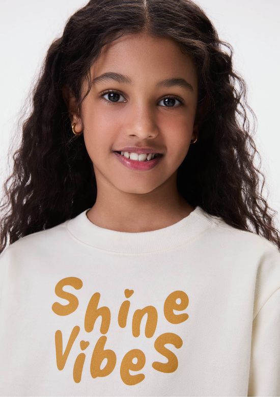 Foto do produto: Conjunto Infantil Menina Em Moletom E Ribana - Creme