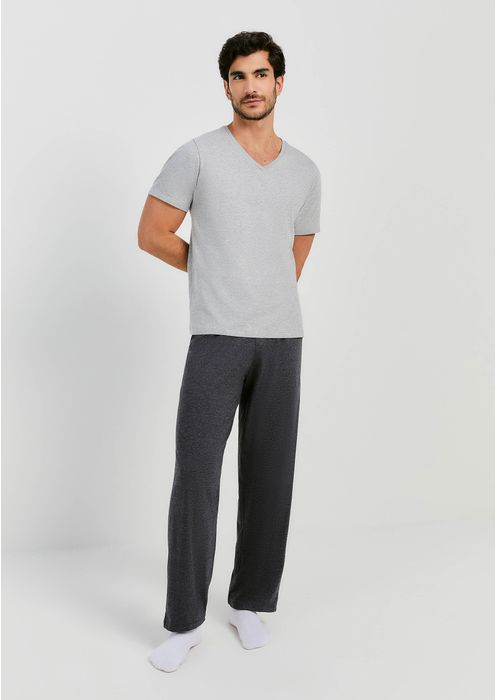 Pijama Masculino Longo Básico - Cinza