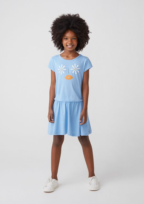 Foto do produto: Vestido Infantil Curto Com Estampa - Azul