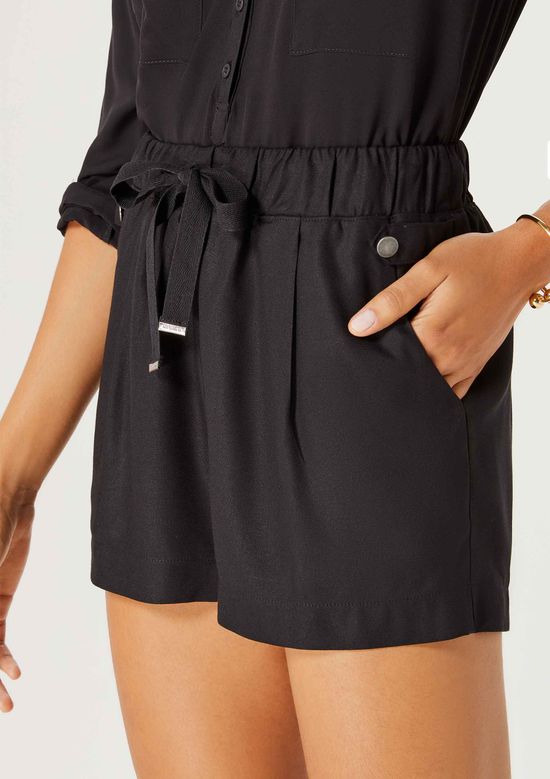 Foto do produto: Shorts Básico Feminino Cintura Média Em Viscose - Preto