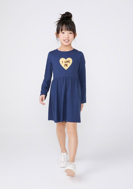 Foto do produto: Vestido Curto Infantil Estampado Manga Longa - - Azul