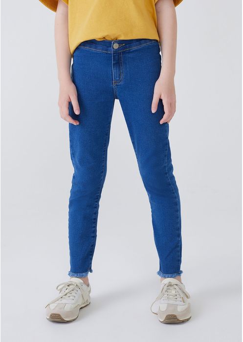 Calça Jeans Infantil Menina Jegging Com Elastano - Azul