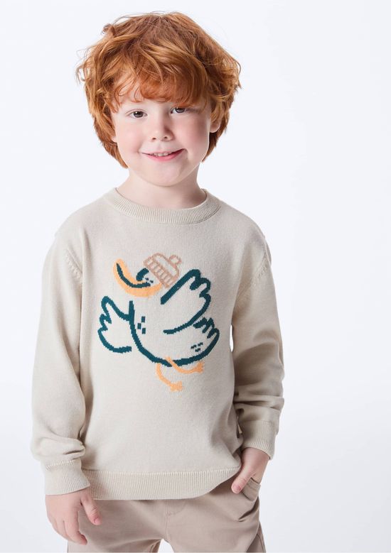 Foto do produto: Blusão Infantil Menino Toddler Em Tricô - Bege