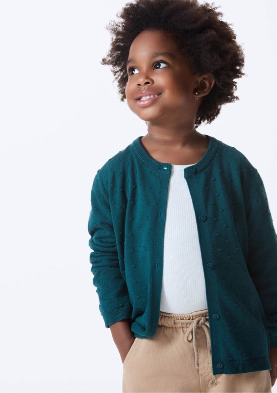 Foto do produto: Cardigan Infantil Menina Toddler Em Tricô - Verde