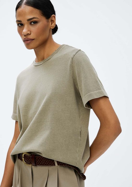 Foto do produto: Blusa Feminina Manga Curta Em Malha Binada - Verde