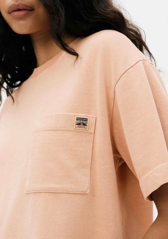 Foto do produto: Camiseta Feminina Box Estonada Pocket - Salmão