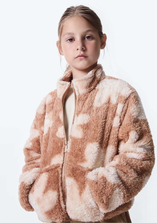 Foto do produto: Jaqueta Infantil Menina Gola Alta Em Fleece - Marrom