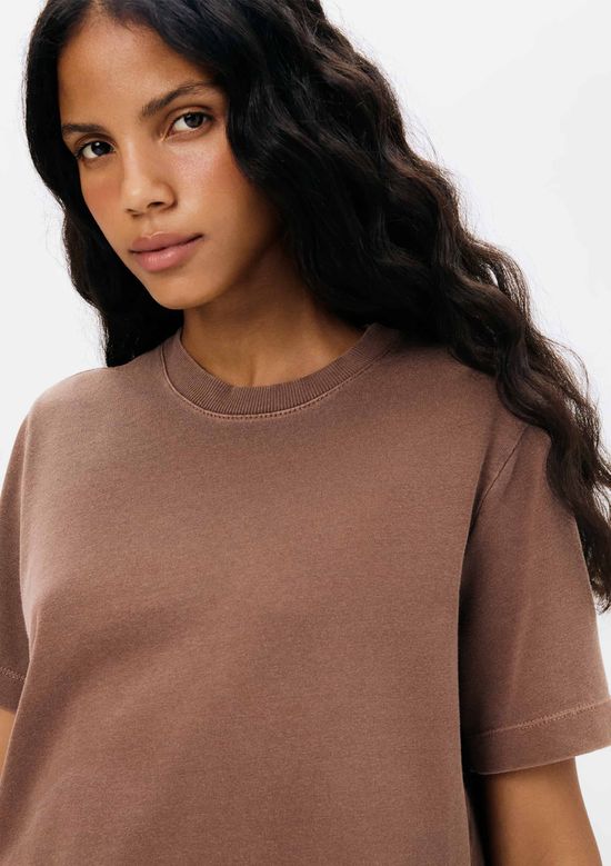 Foto do produto: Blusa Feminina Manga Curta Em Malha Binada - Marrom