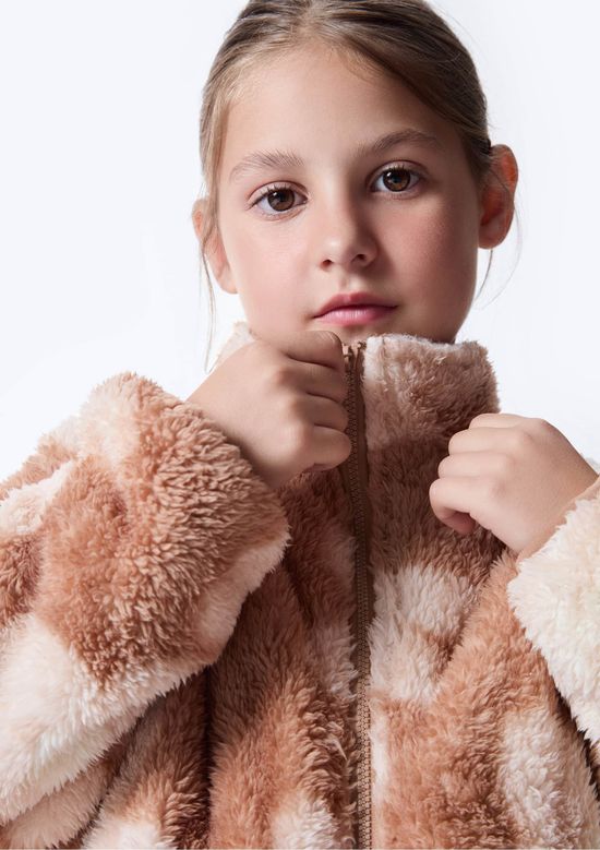 Foto do produto: Jaqueta Infantil Menina Gola Alta Em Fleece - Marrom