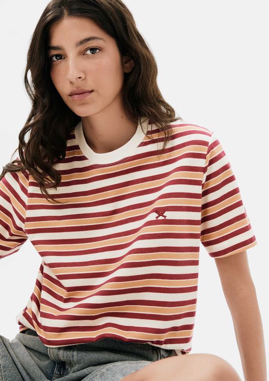 Foto do produto: Camiseta Feminina Manga Curta Listrada - Vinho