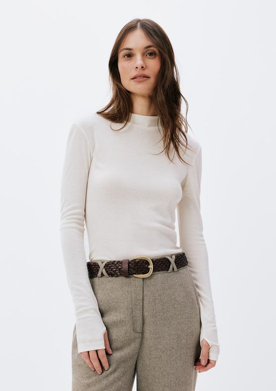 Foto do produto: Blusa Feminina Manga Longa Gola Alta - Creme