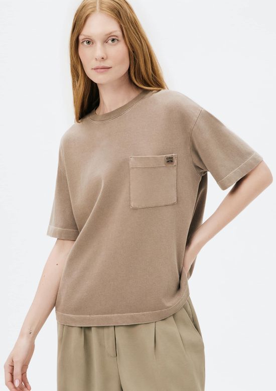 Foto do produto: Camiseta Feminina Box Estonada Pocket - Marrom
