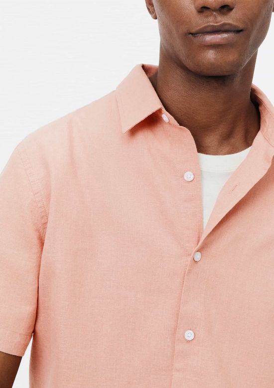 Foto do produto: Camisa Masculina Manga Curta Slim Com Linho - Rosa