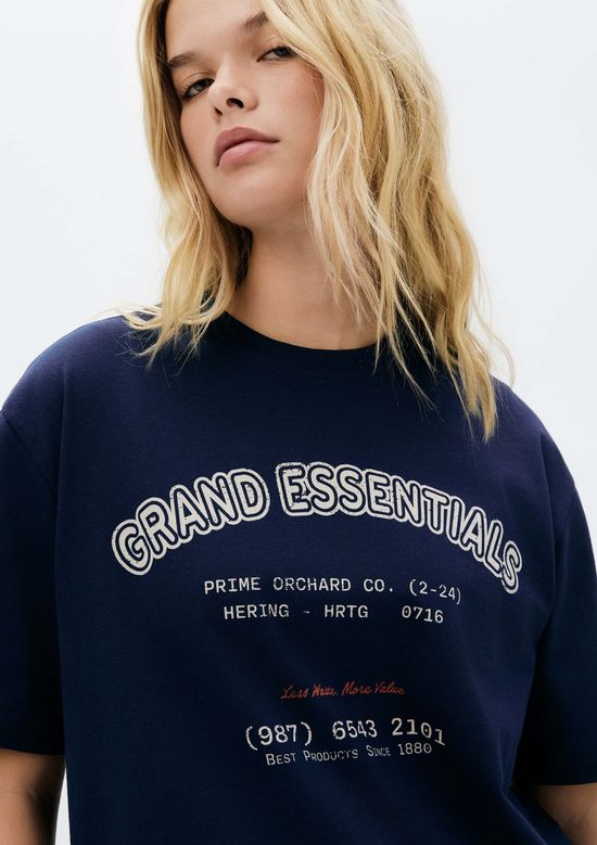 Foto do produto: Blusa Feminina Oversized Estampada Super Cotton - Azul