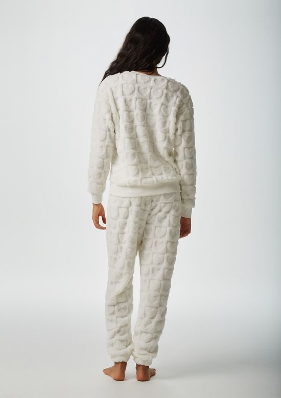 Foto do produto: Pijama Longo Feminino Em Fleece Estrelas - Off white