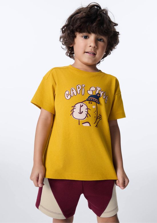 Foto do produto: Camiseta Infantil Menino Toddler Com Estampa Interativa - Amarelo