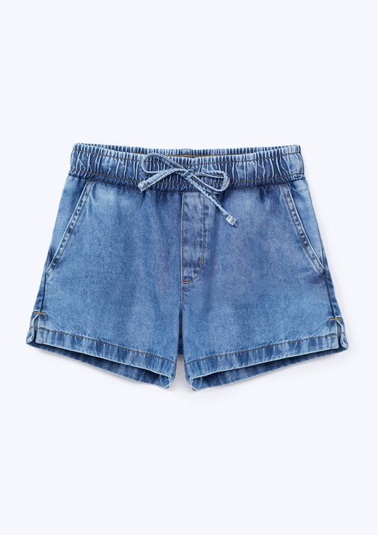 Foto do produto: Shorts Jeans Infantil Menina Com Cordão - Azul