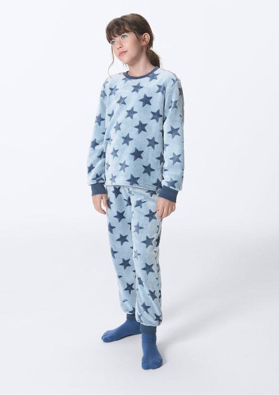 Foto do produto: Pijama Longo Infantil Em Fleece - Azul