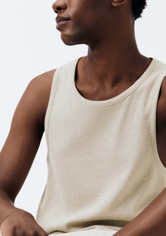 Foto do produto: Regata Masculina Regular Em Ribana Canelada - Bege