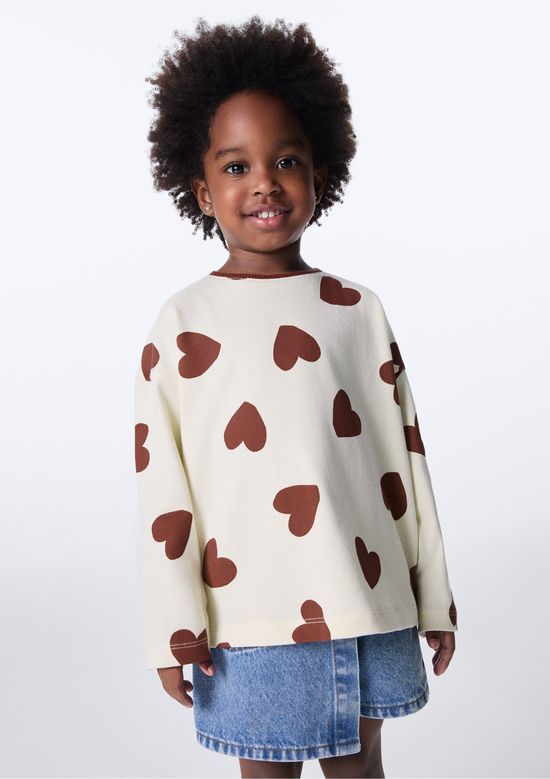 Foto do produto: Blusa Infantil Menina Oversized Estampada - Creme