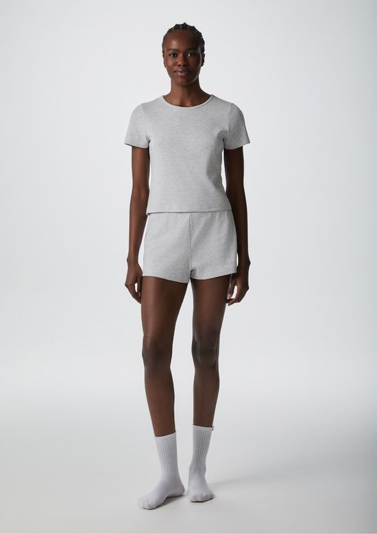 Foto do produto: Pijama Curto Feminino Em Ribana Canelada - Cinza