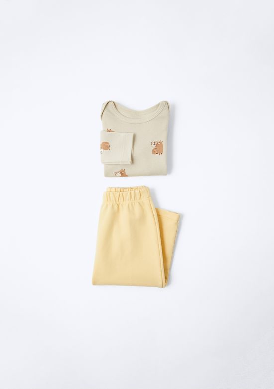 Foto do produto: Conjunto Longo Bebê Menino Estampado - Bege