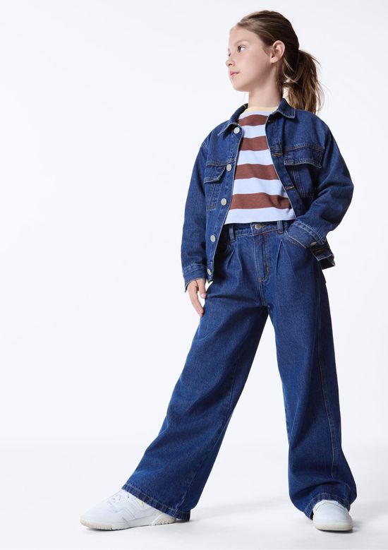 Foto do produto: Calça Infantil Menina Wide Leg Com Bolsos - Azul