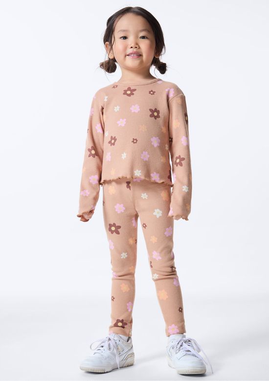 Foto do produto: Calça Legging Infantil Menina Toddler Estampada - Bege