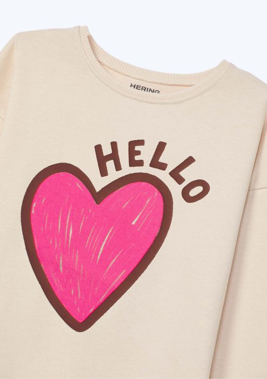Foto do produto: Blusa Infantil Menina Comfort Decote Redondo Estampada - Nude