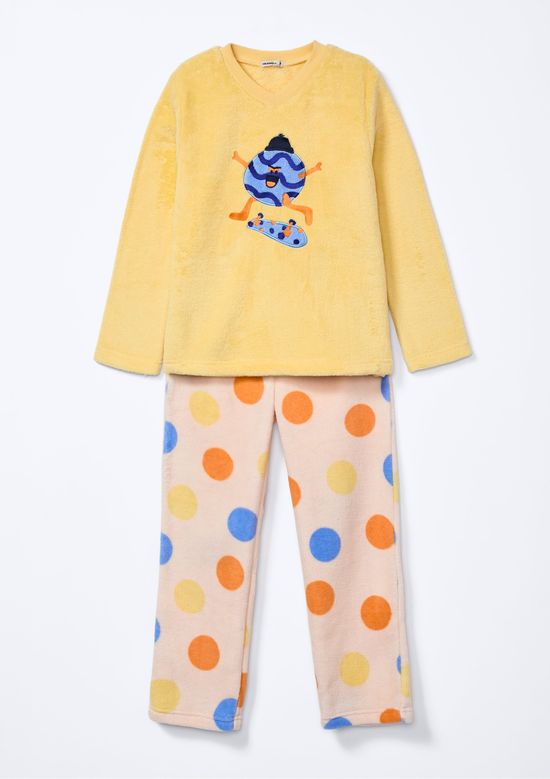 Foto do produto: Pijama Infantil Menino Longo Estampado Em Fleece - Amarelo