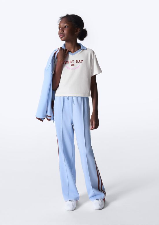 Foto do produto: Calça Infantil Wide Leg Com Faixas Laterais - Azul