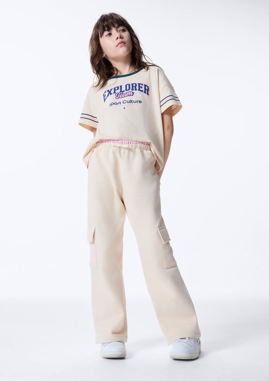 Foto do produto: Calça Infantil Menina Wide Leg Cós Duplo - Nude