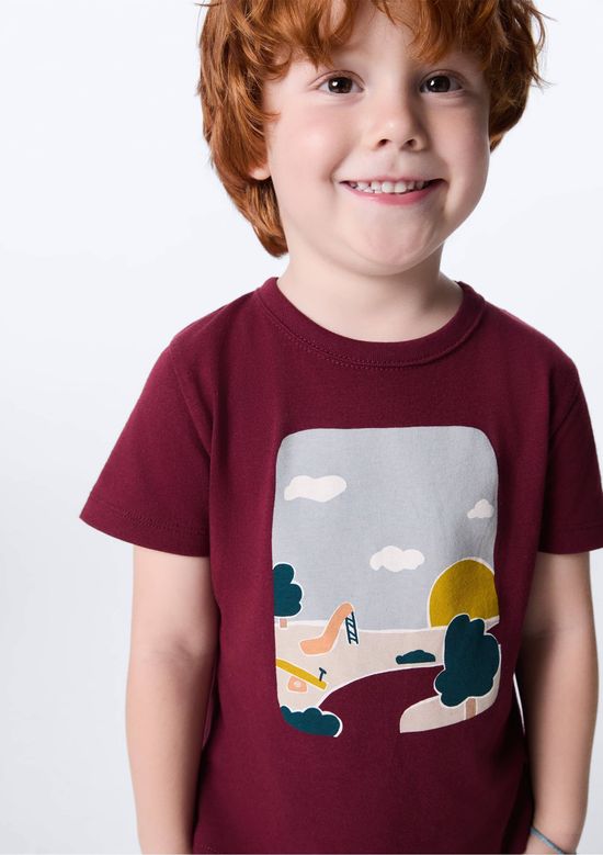 Foto do produto: Camiseta Infantil Menino Toddler Com Estampa - Vinho