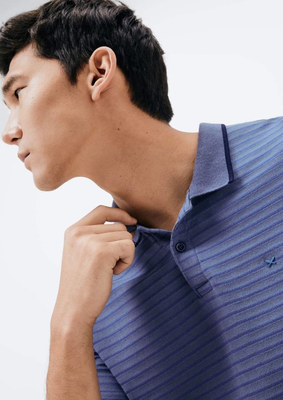 Foto do produto: Camisa Polo Masculina Manga Curta Listrada - Azul