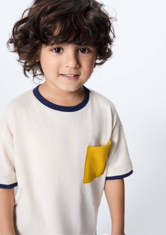 Foto do produto: Camiseta Infantil Menino Decote Redondo - Creme