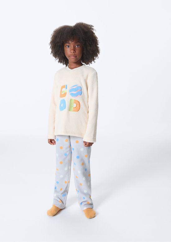 Foto do produto: Pijama Infantil Menina Longo Estampado Em Fleece - Laranja