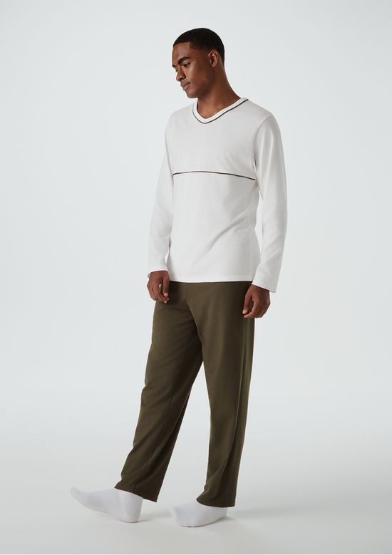 Foto do produto: Pijama Masculino Longo Com Decote V - Verde