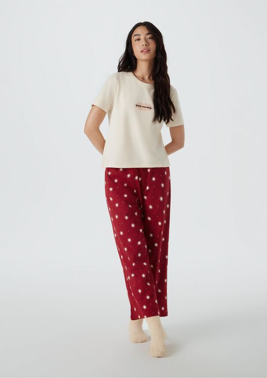 Foto do produto: Pijama Longo Feminino Estampado Pantacourt - Creme