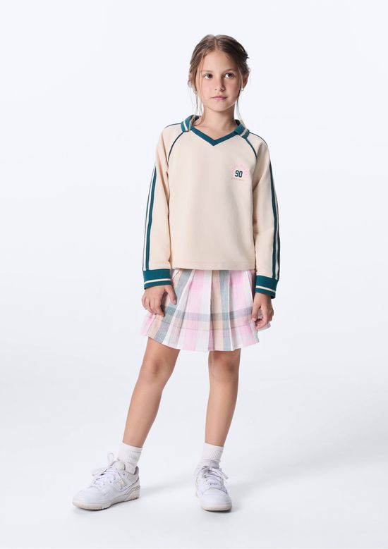 Foto do produto: Shorts Saia Infantil Evasê Xadrez - Rosa