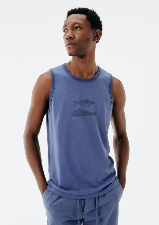 Foto do produto: Regata Básica Masculina Regular Com Estampa - Azul