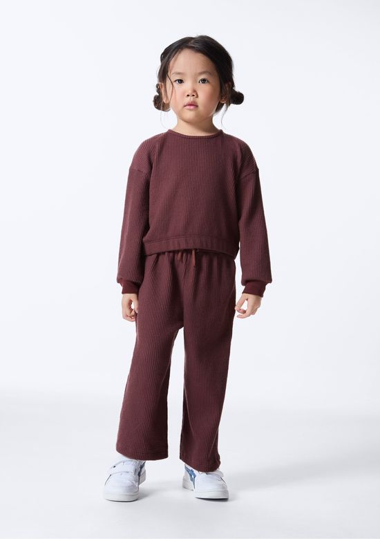 Foto do produto: Calça Infantil Menina Wide Leg Texturizada - Marrom