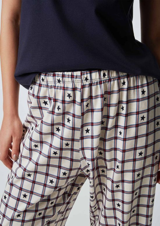 Foto do produto: Pijama Longo Feminino Estampado Pantacourt - Azul