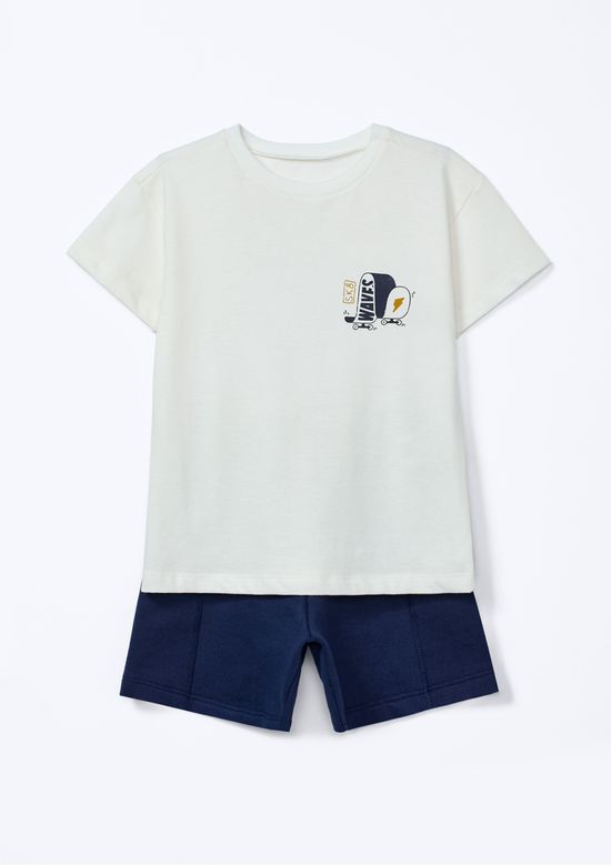 Foto do produto: Conjunto Curto Infantil Menino Com Estampa - Off white
