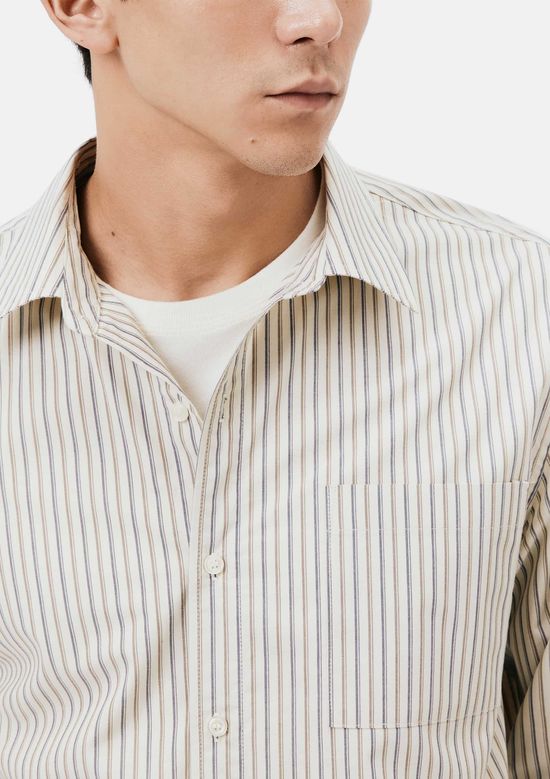 Foto do produto: Camisa Masculina Regular em Fio Tinto Listrado - Off white