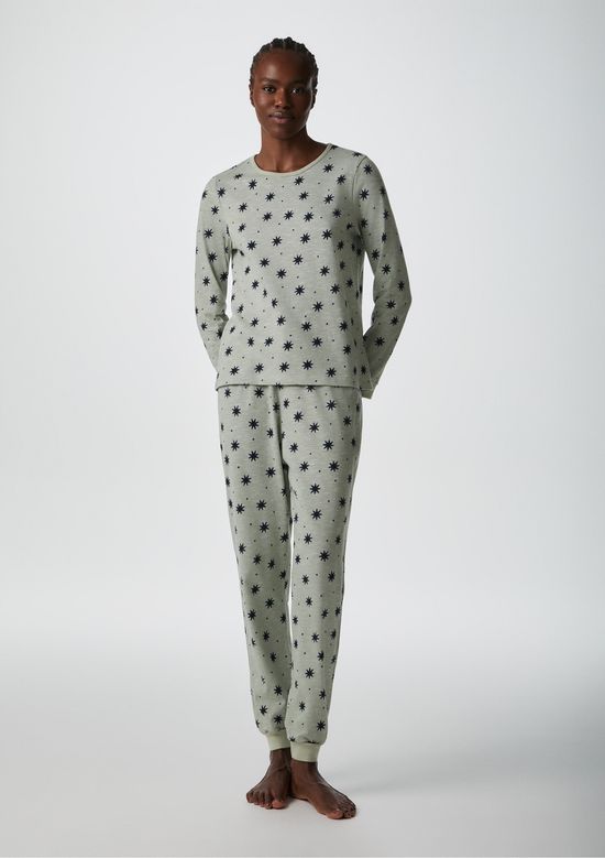 Foto do produto: Pijama Longo Feminino Estampado Em Malha Flamê - Verde