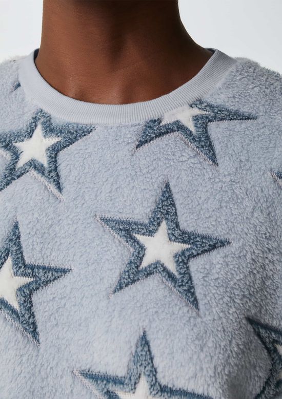 Foto do produto: Pijama Longo Feminino Em Fleece Estrelas - Azul