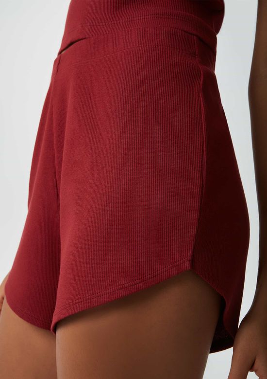 Foto do produto: Pijama Curto Feminino Básico Em Ribana Canelada - Vermelho