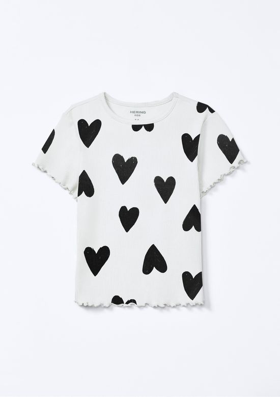 Foto do produto: Blusa Infantil Menina Manga Curta Em Ribana Estampada - Branco